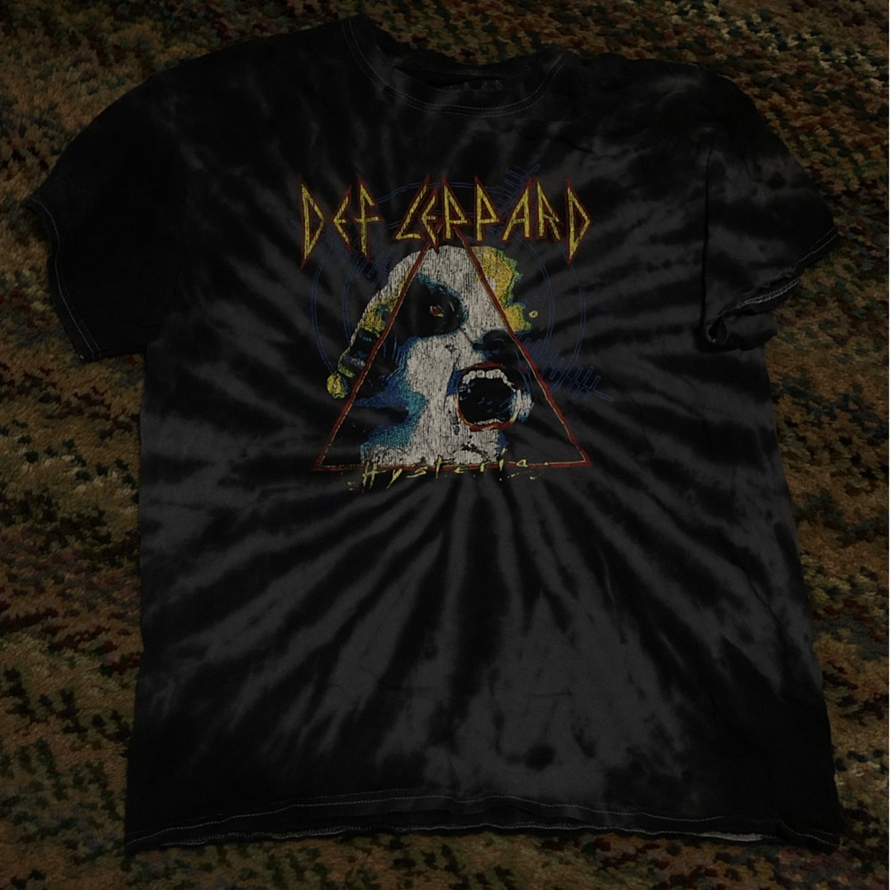 Def Leppard Black Tie-Dye Short Sleeve Tee